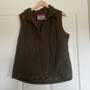 Fall Olive Green & Brown Button Vest